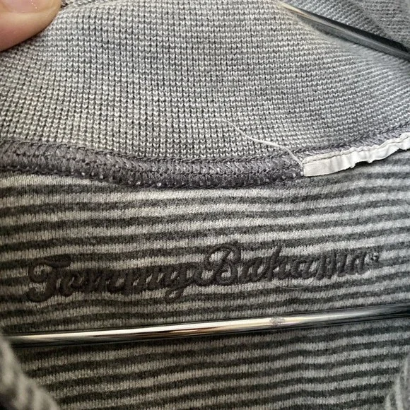 Tommy Bahama Mens Sweater Size Large Cotton Quarter Zip Pullover Gray - Picture 9 of 10